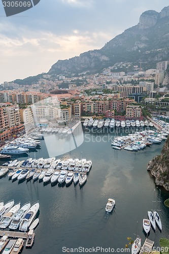 Image of Aerial View on Monaco Harbor with Luxury Yachts, French Riviera