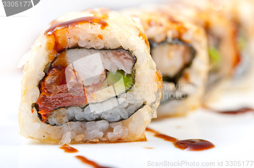 Image of fresh sushi choice combination assortment selection 
