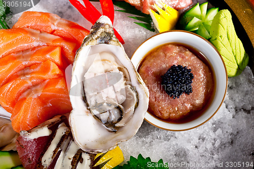 Image of fresh sushi choice combination assortment selection 