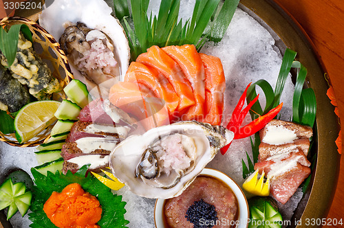 Image of fresh sushi choice combination assortment selection 