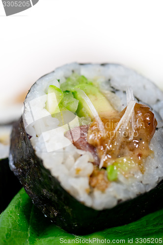 Image of fresh sushi choice combination assortment selection 