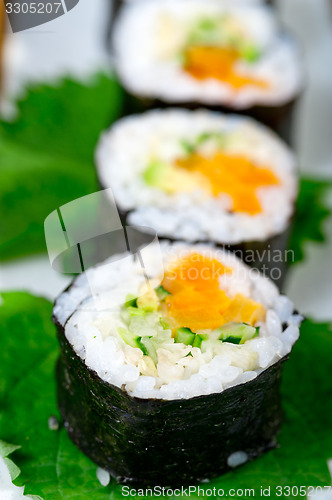 Image of fresh sushi choice combination assortment selection 