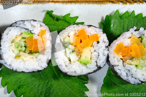 Image of fresh sushi choice combination assortment selection 