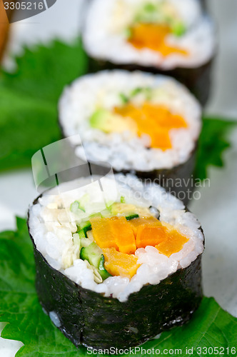 Image of fresh sushi choice combination assortment selection 