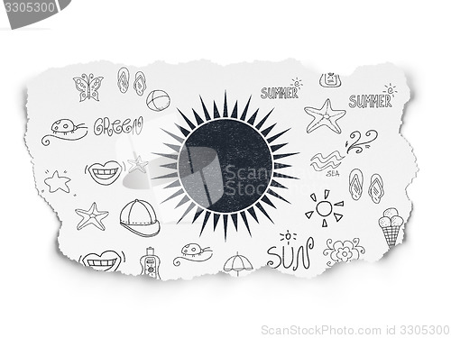 Image of Travel concept: Sun on Torn Paper background