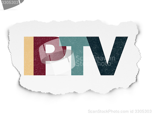 Image of Web design concept: IPTV on Torn Paper background