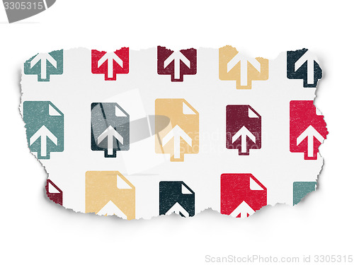 Image of Web development concept: Upload icons on Torn Paper background