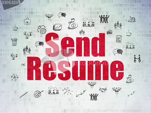 Image of Finance concept: Send Resume on Digital Paper background