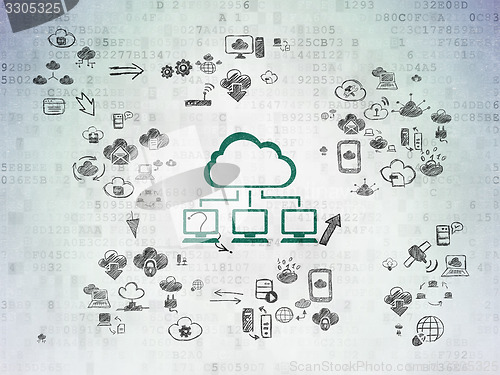 Image of Cloud networking concept: Cloud Network on Digital Paper background