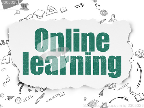 Image of Education concept: Online Learning on Torn Paper background