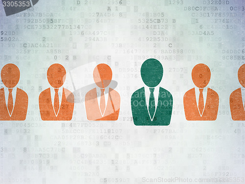 Image of Finance concept: business man icon on Digital Paper background