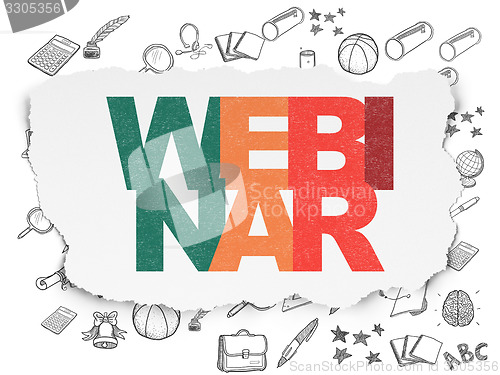 Image of Studying concept: Webinar on Torn Paper background