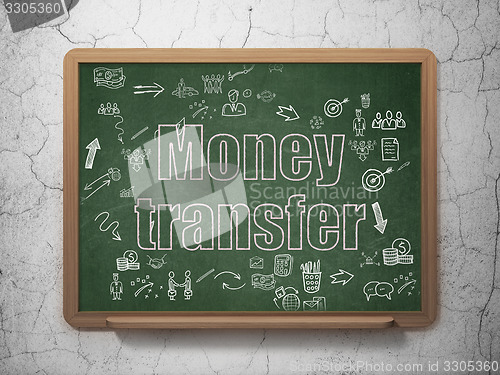 Image of Finance concept: Money Transfer on School Board background