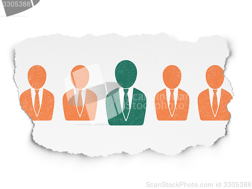 Image of Business concept: business man icon on Torn Paper background