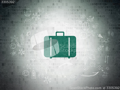 Image of Travel concept: Bag on Digital Paper background