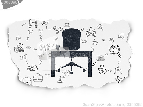Image of Business concept: Office on Torn Paper background