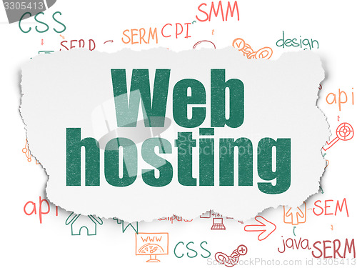 Image of Web design concept: Web Hosting on Torn Paper background