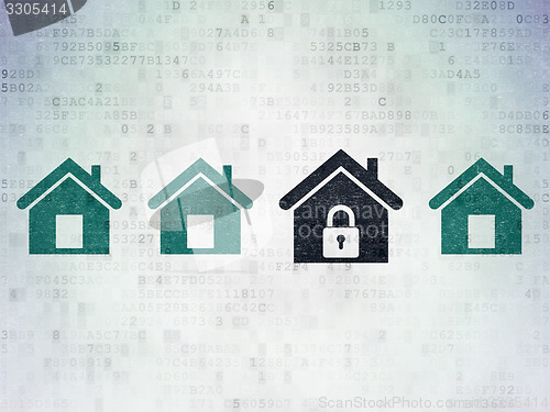 Image of Privacy concept: home icon on Digital Paper background