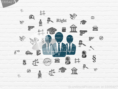 Image of Law concept: Business People on wall background