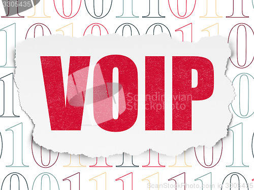 Image of Web development concept: VOIP on Torn Paper background