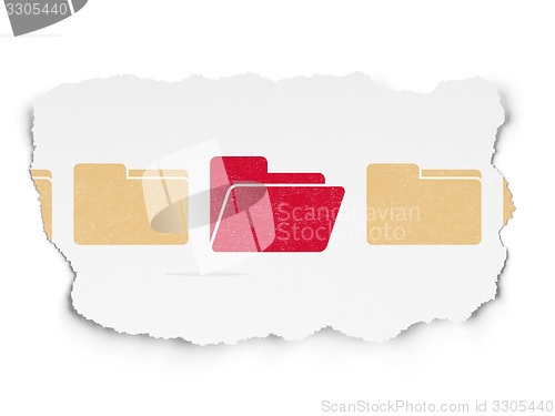 Image of Finance concept: folder icon on Torn Paper background