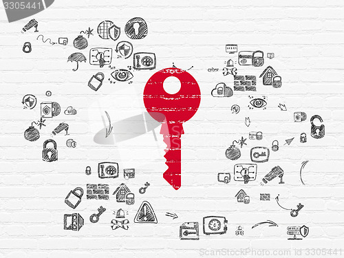 Image of Safety concept: Key on wall background