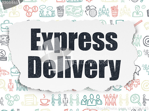 Image of Finance concept: Express Delivery on Torn Paper background