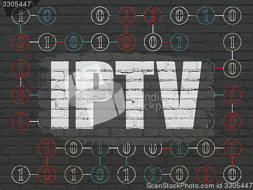 Image of Web design concept: IPTV on wall background