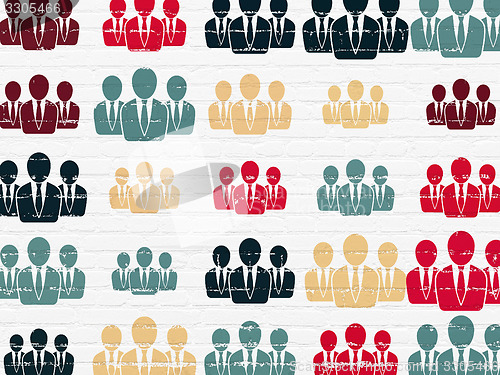 Image of Finance concept: Business People icons on wall background