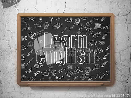 Image of Learning concept: Learn English on School Board background