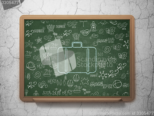 Image of Travel concept: Bag on School Board background