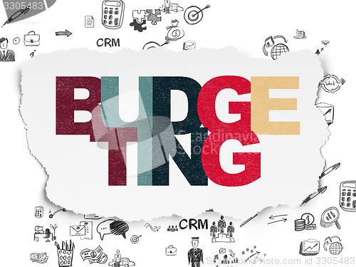 Image of Finance concept: Budgeting on Torn Paper background