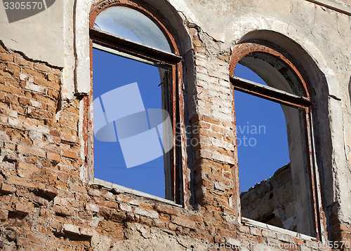 Image of Brick wall of old destroyed house