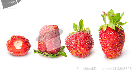 Image of Four strawberries in a row