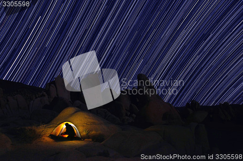 Image of Camping at Night in Joshua Tree Park