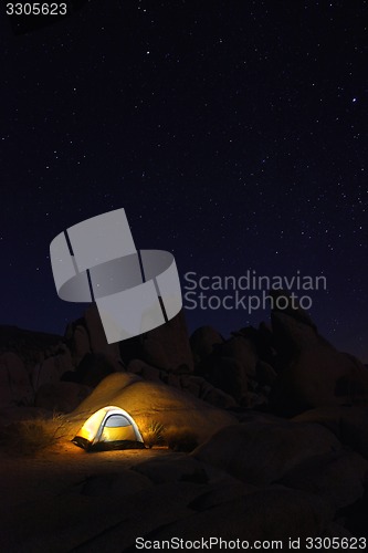 Image of Camping at Night in Joshua Tree Park