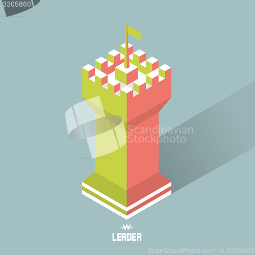 Image of Leader concept. Tower. 3d vector illustration.