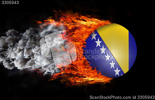 Image of Flag with a trail of fire and smoke - Bosnia