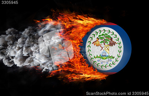 Image of Flag with a trail of fire and smoke - Belize