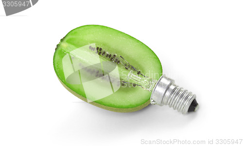 Image of Kiwi lightbulb, concept of green energy