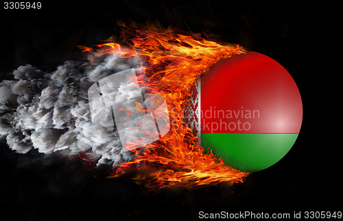 Image of Flag with a trail of fire and smoke - Belarus