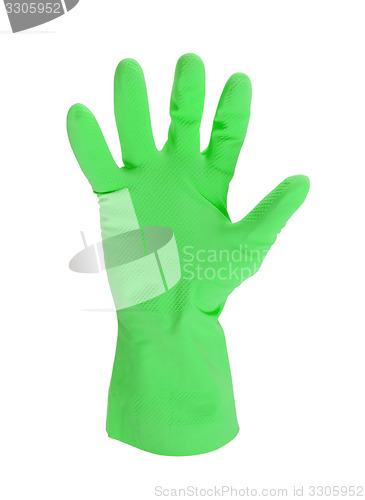 Image of Latex glove for cleaning on hand