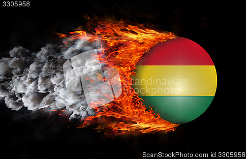 Image of Flag with a trail of fire and smoke - Bolivia