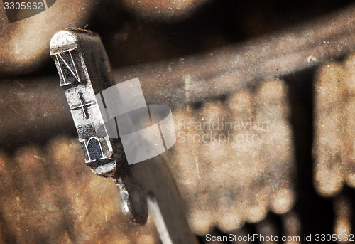 Image of N hammer - old manual typewriter - warm filter