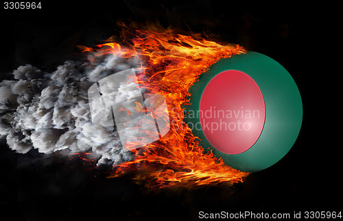 Image of Flag with a trail of fire and smoke - Bangladesh