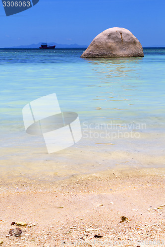 Image of asia in the  kho tao bay isle white  beach    rocks house boat  