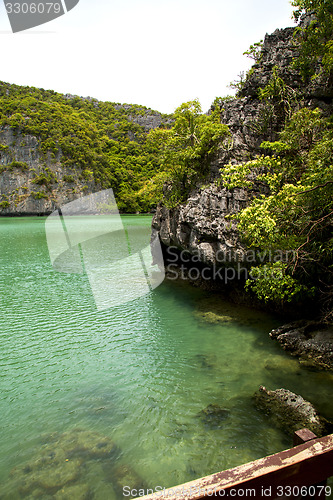 Image of  coastline of a green lagoon and  sea thailand kho phangan  bay 