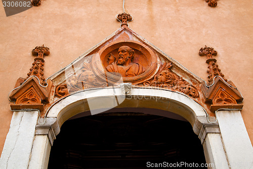 Image of  church door   in italy  lombardy     the milano old     closed 