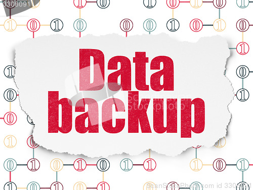 Image of Information concept: Data Backup on Torn Paper background