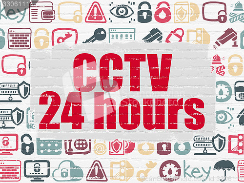 Image of Security concept: CCTV 24 hours on wall background